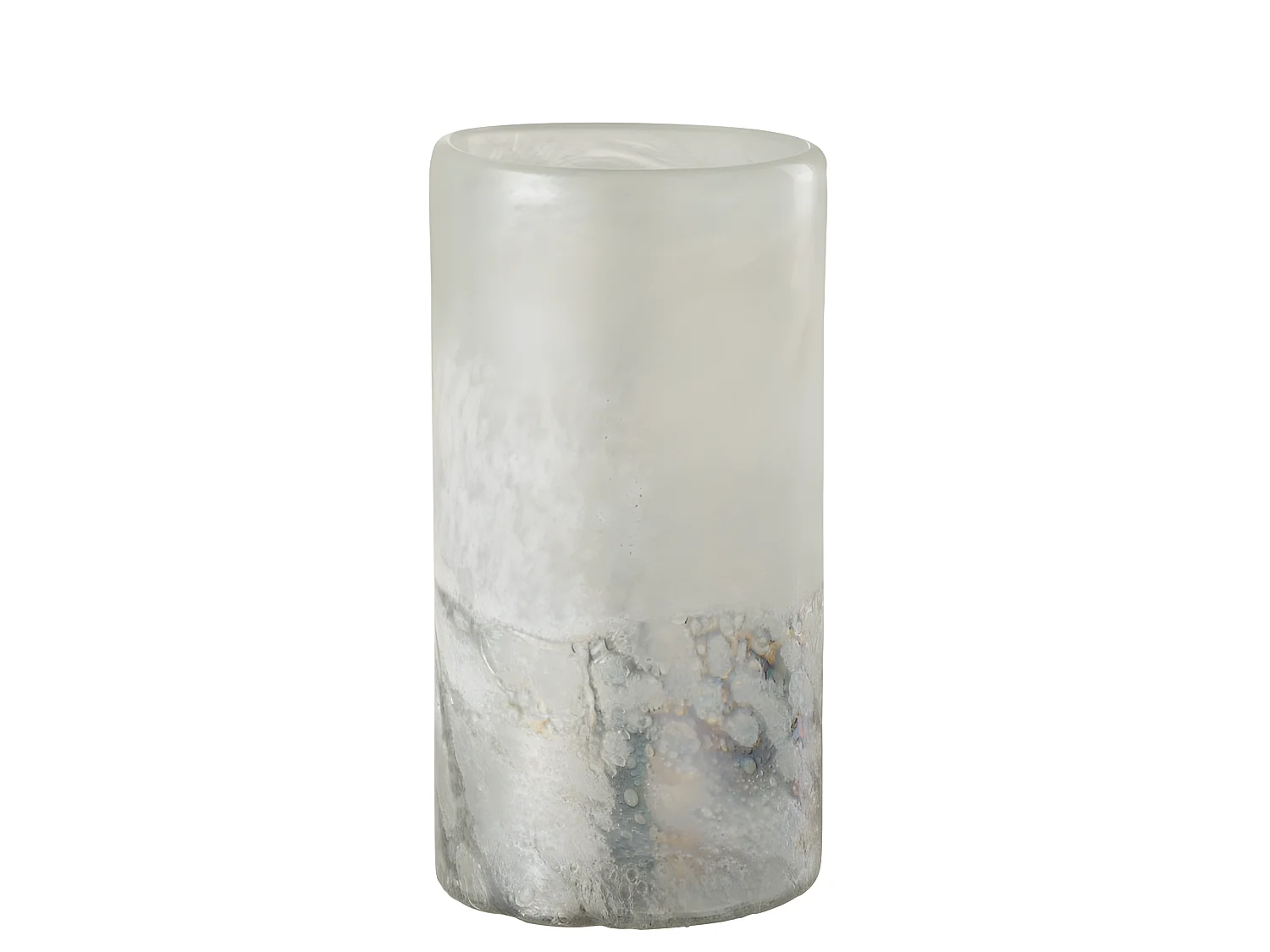 Vaso cilindrico in vetro bianco 12x12x22 cm