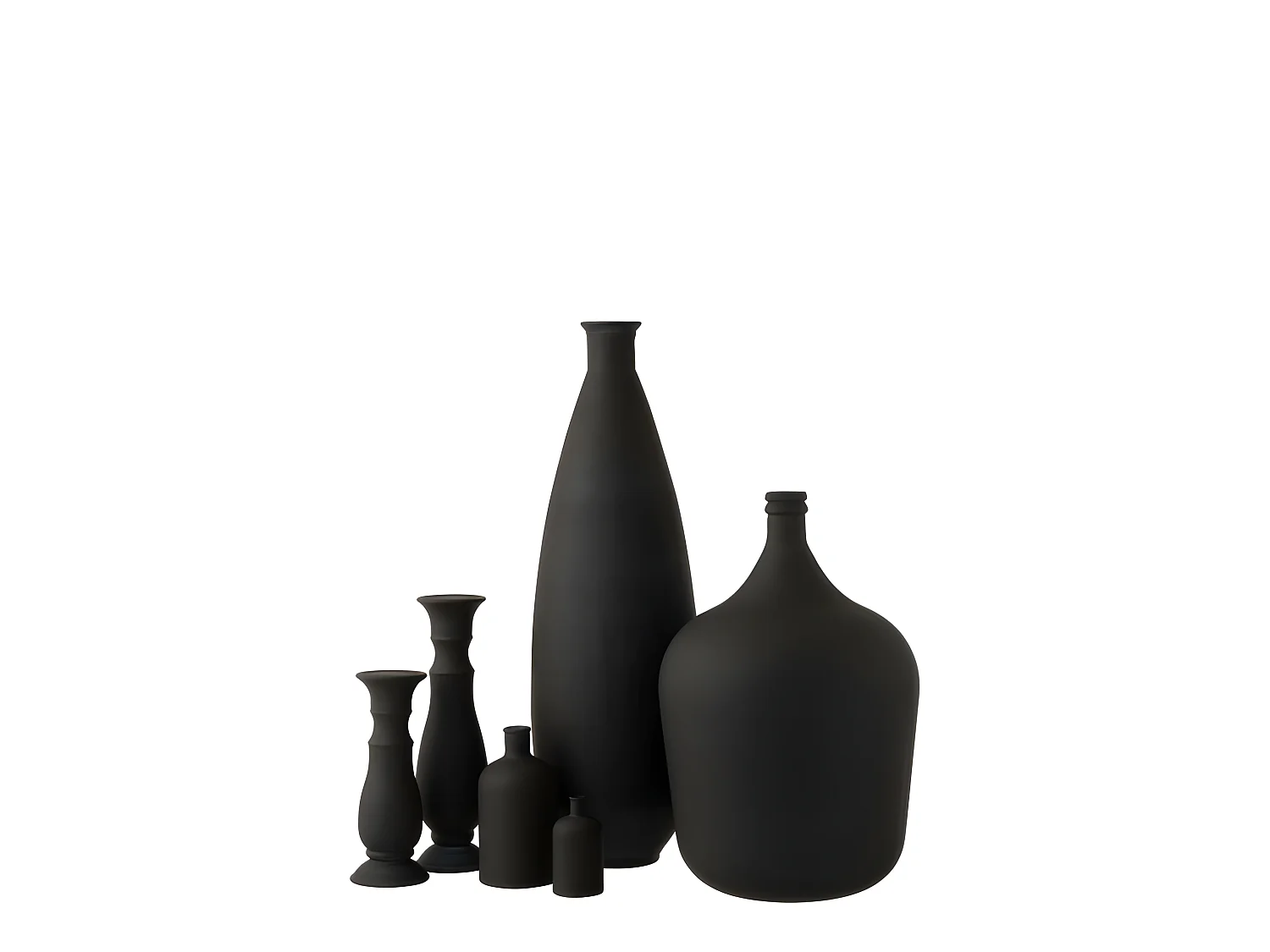 Jarrón de vidrio negro tipo botella de 38x38x56 cm