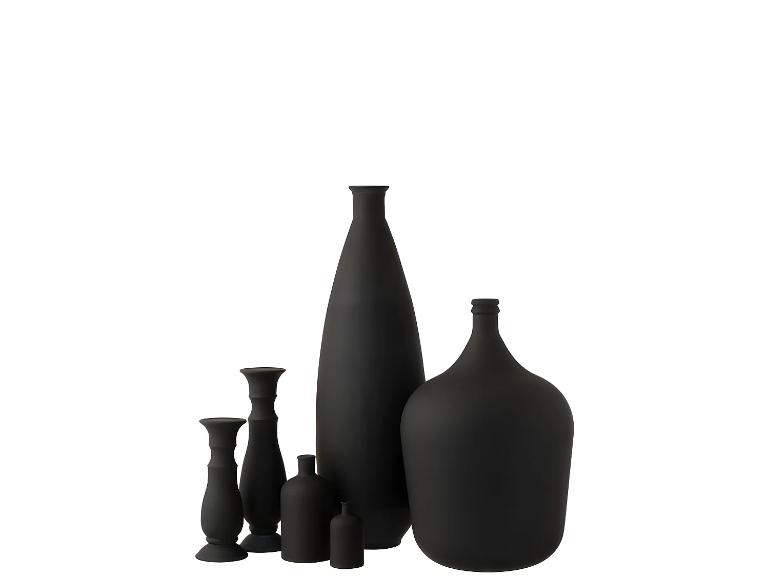 Jarrón de vidrio negro tipo botella de 38x38x56 cm