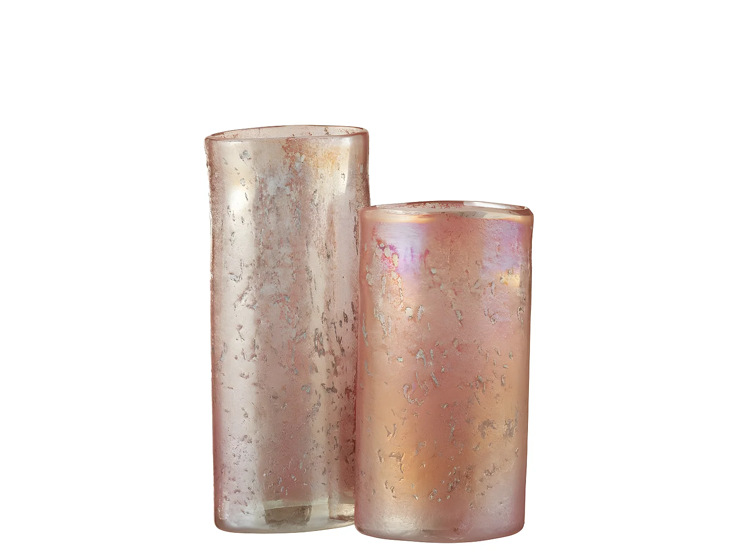 Jarrón ovalado de vidrio rosa 13x8x25 cm