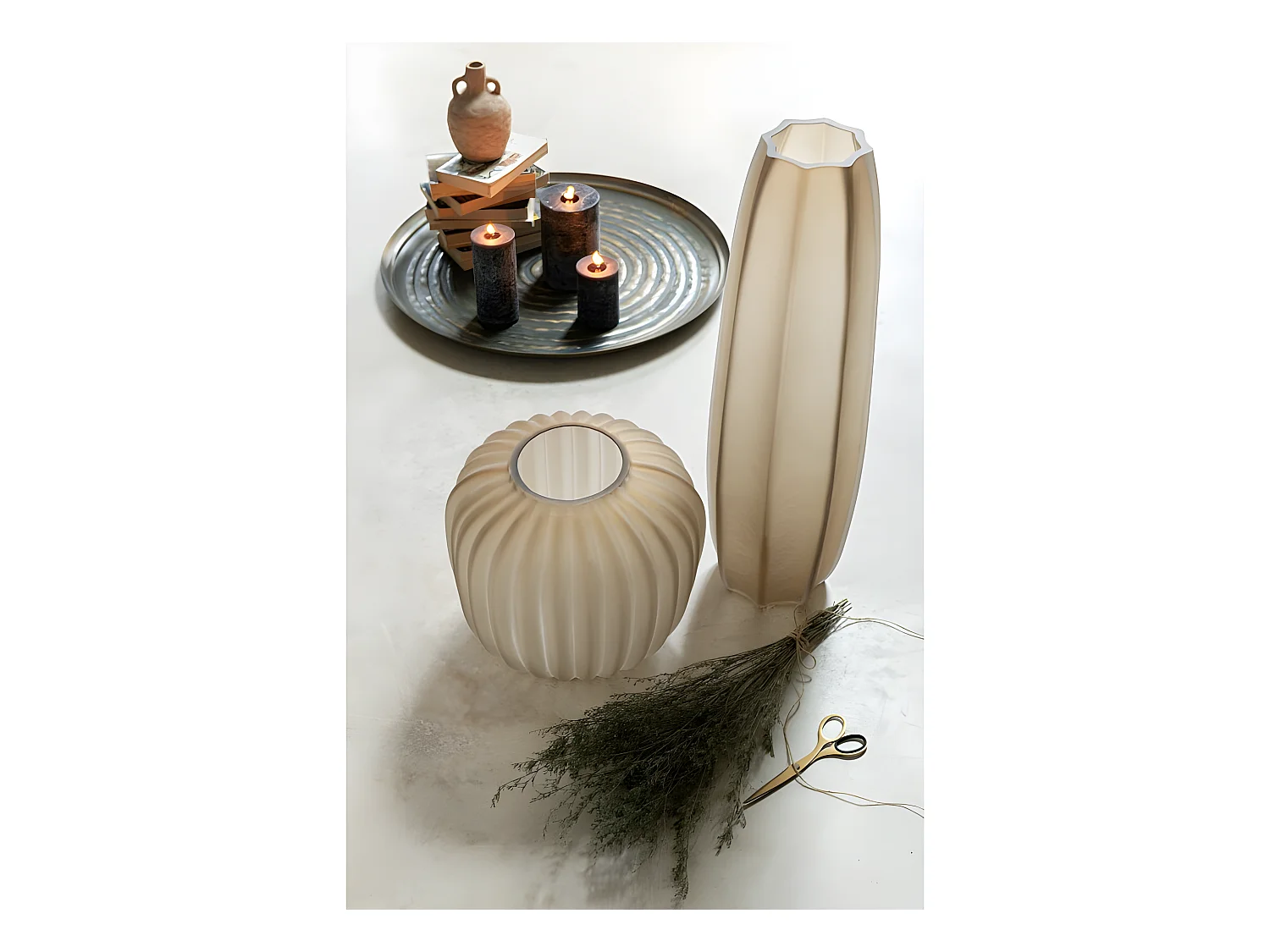 Vaso in vetro marrone rigato 19x19x62 cm