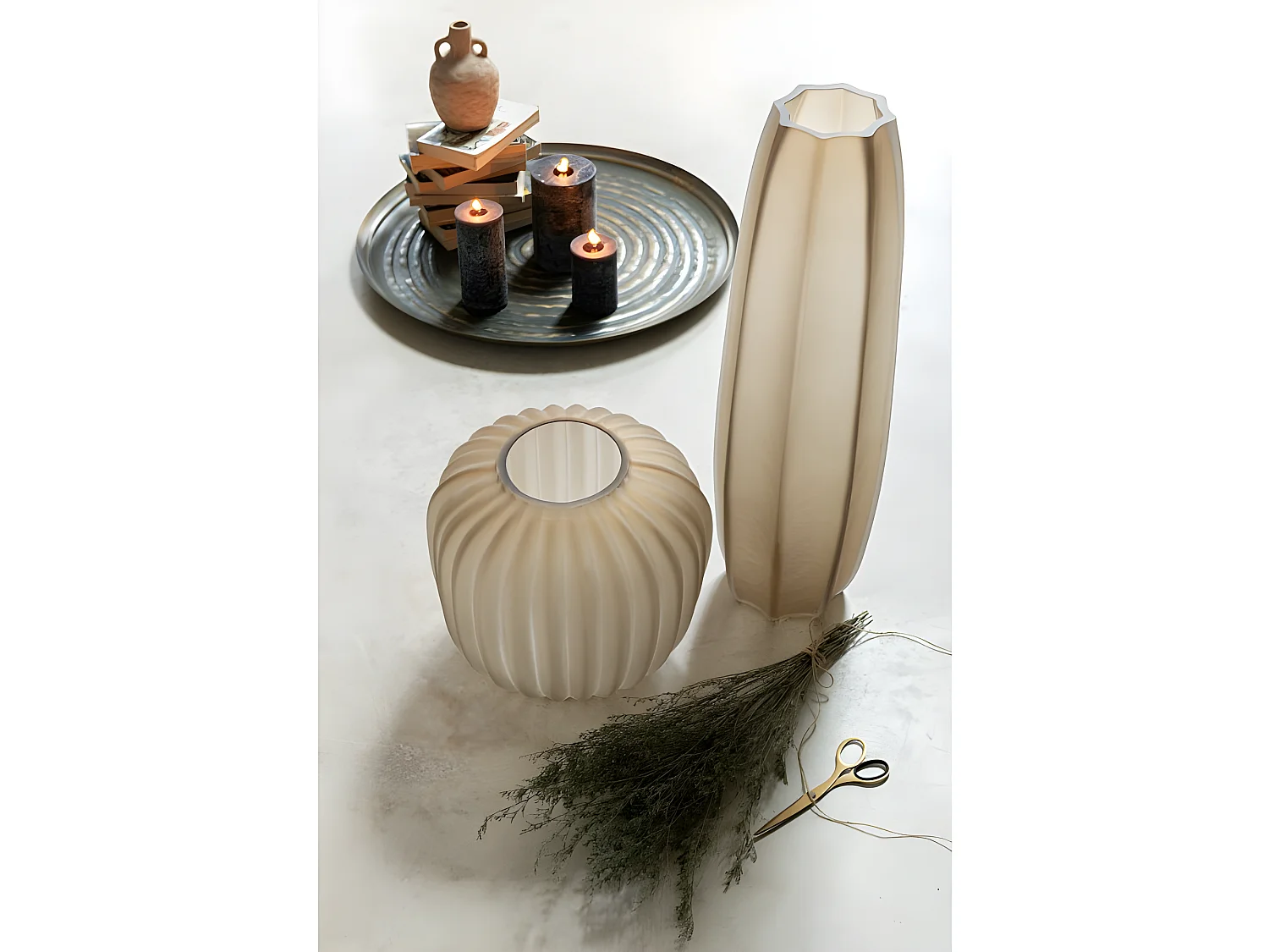 Vaso in vetro marrone rigato 19x19x62 cm