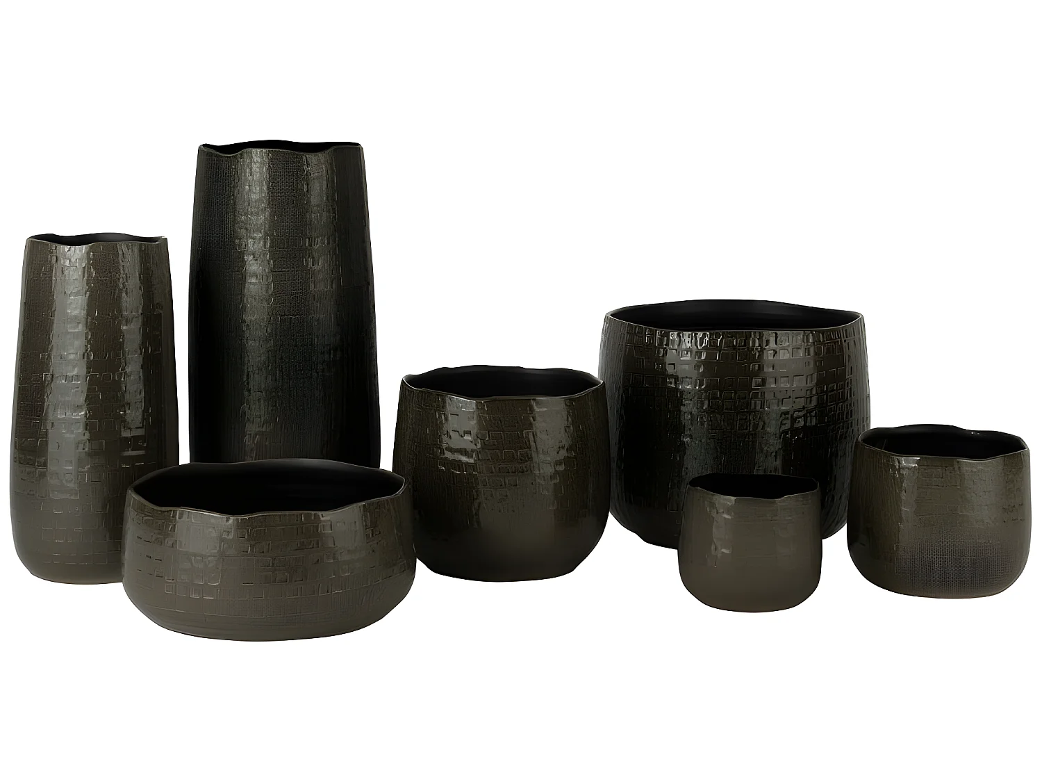 Vaso decorato in ceramica grigio scuro 22x22x50cm