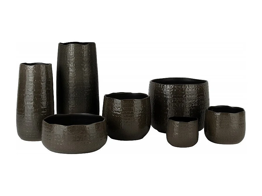 Vaso decorato in ceramica grigio scuro 22x22x50cm