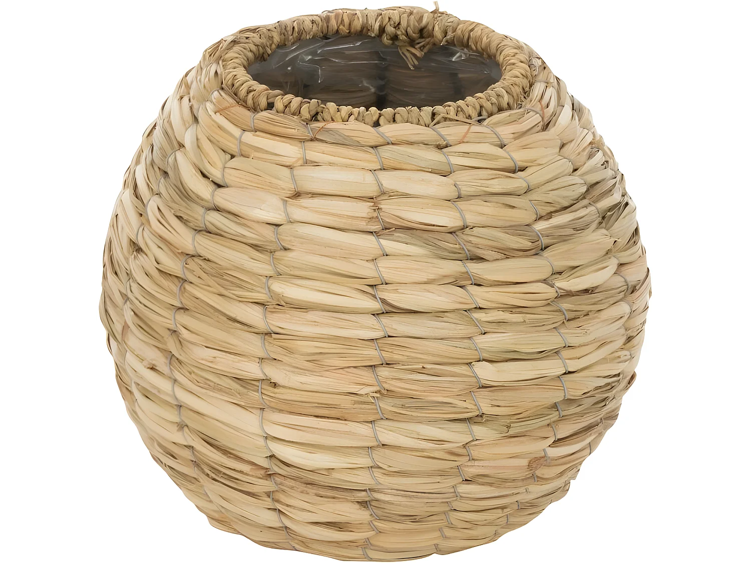 Jarrón de madera natural en forma de bola de 21.5x21.5x18.5 cm