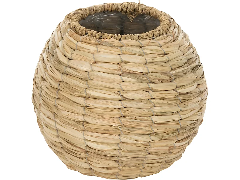 Jarrón de madera natural en forma de bola de 21.5x21.5x18.5 cm