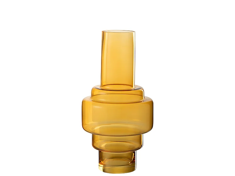 Vaso a cerchi sovrapposti in vetro ocra 18x18x36 cm