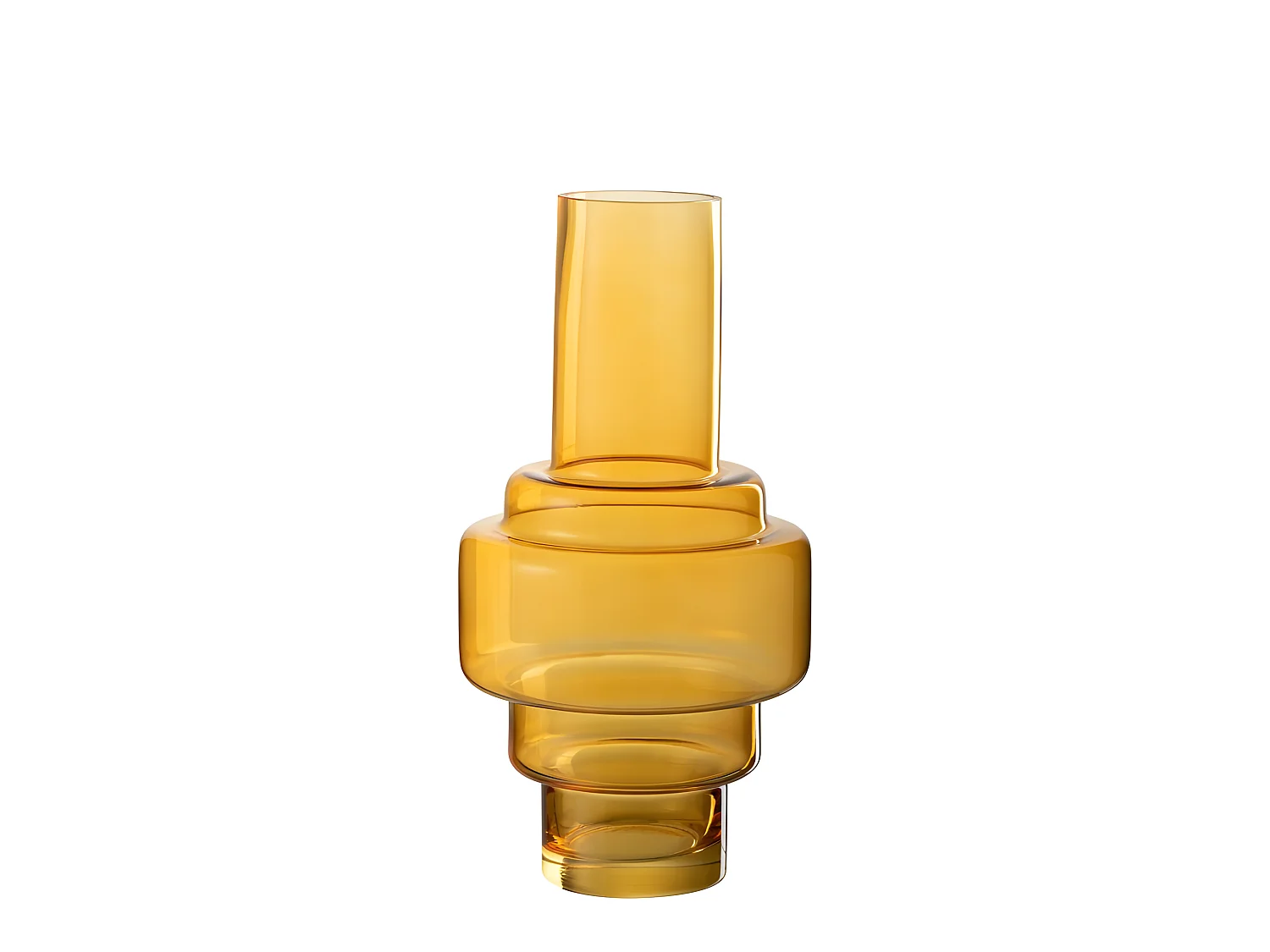 Vaso a cerchi sovrapposti in vetro ocra 18x18x36 cm