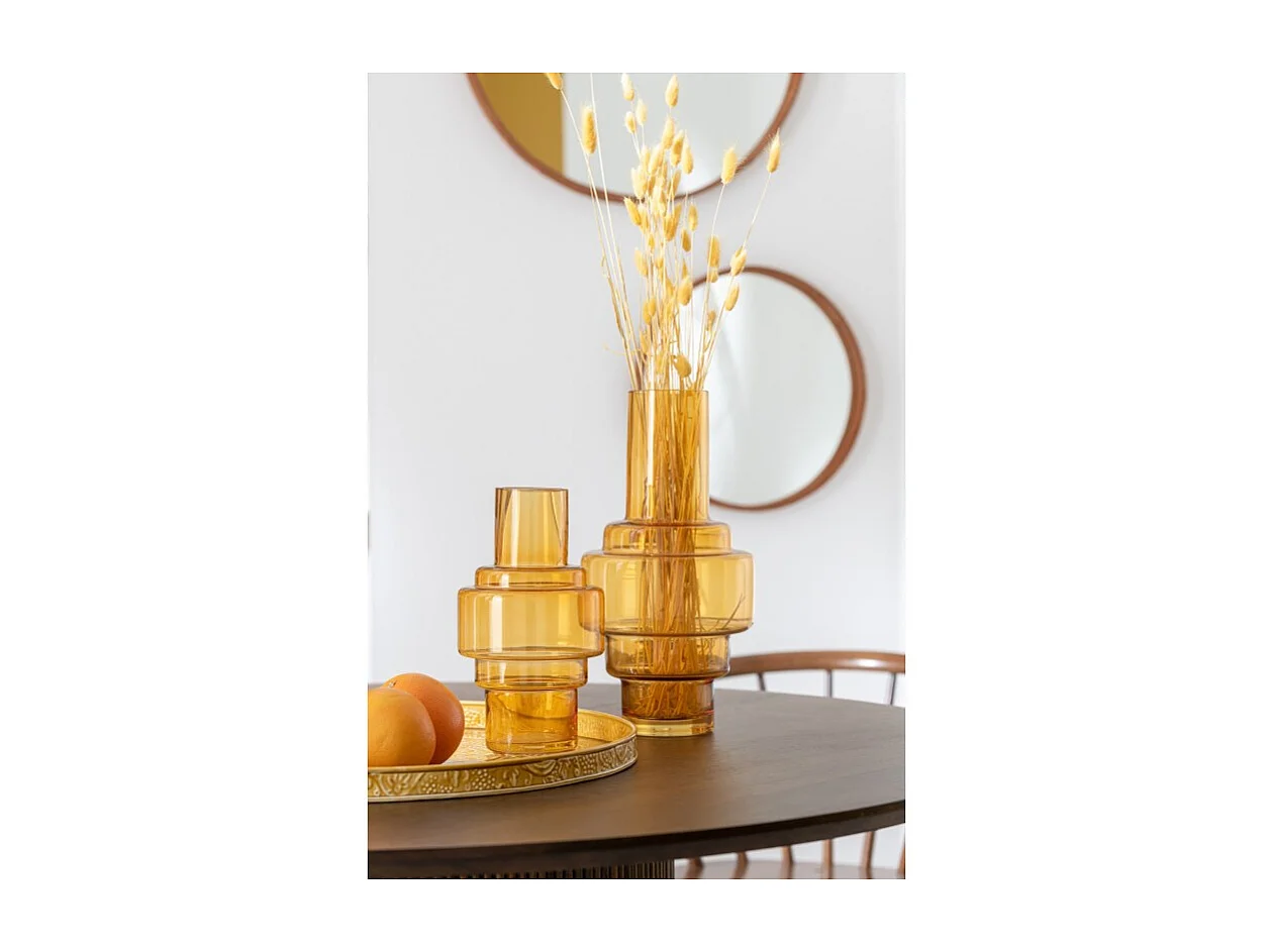 Vaso a cerchi sovrapposti in vetro ocra 18x18x36 cm