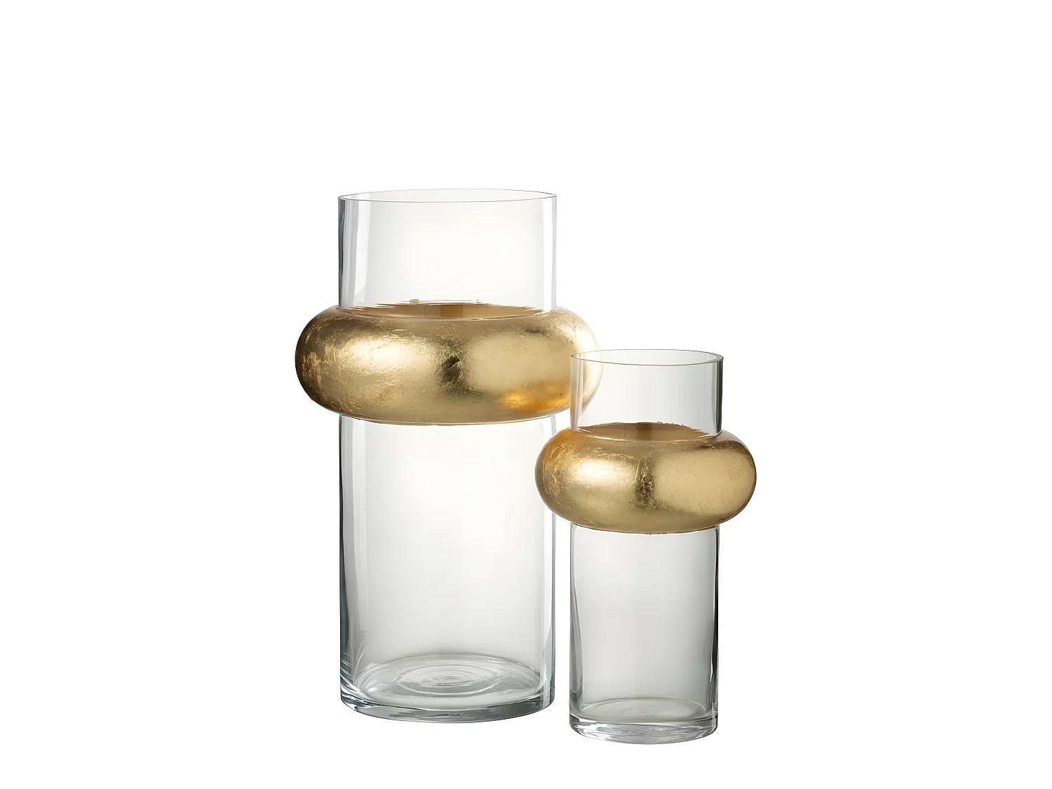 Jarrón cilíndrico con anillo de vidrio transparente de 20x20x36 cm