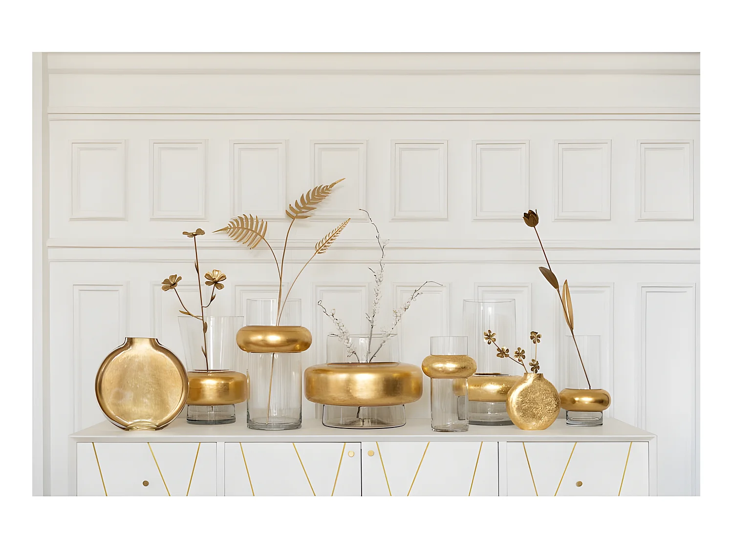 Jarrón cilíndrico con anillo de vidrio transparente de 20x20x36 cm