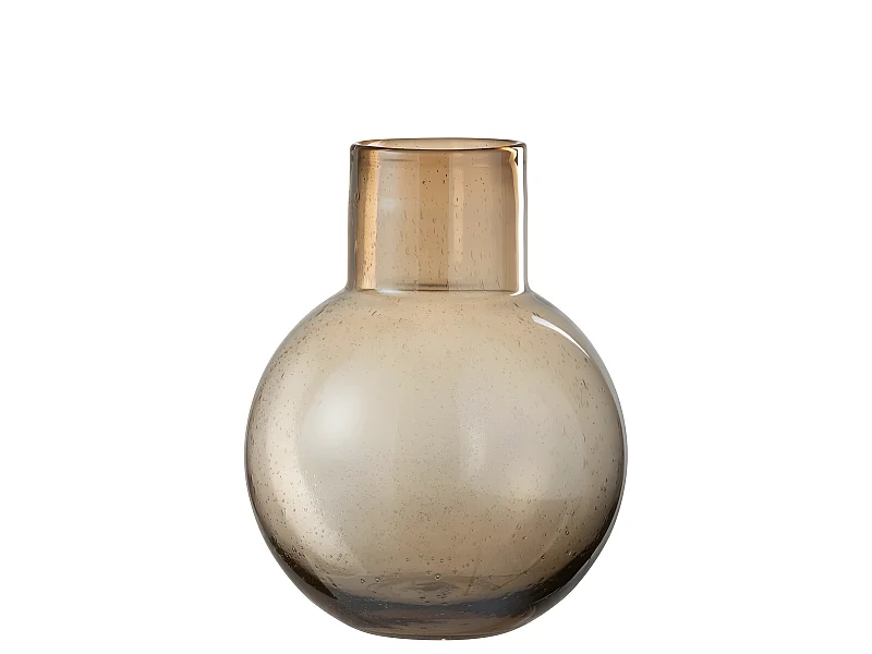 Vase Boule Design en Verre "Goulot" 29cm Marron