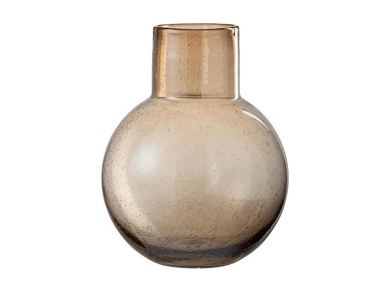 Vaso a sfera con collo in vetro marrone 24x24x29 cm