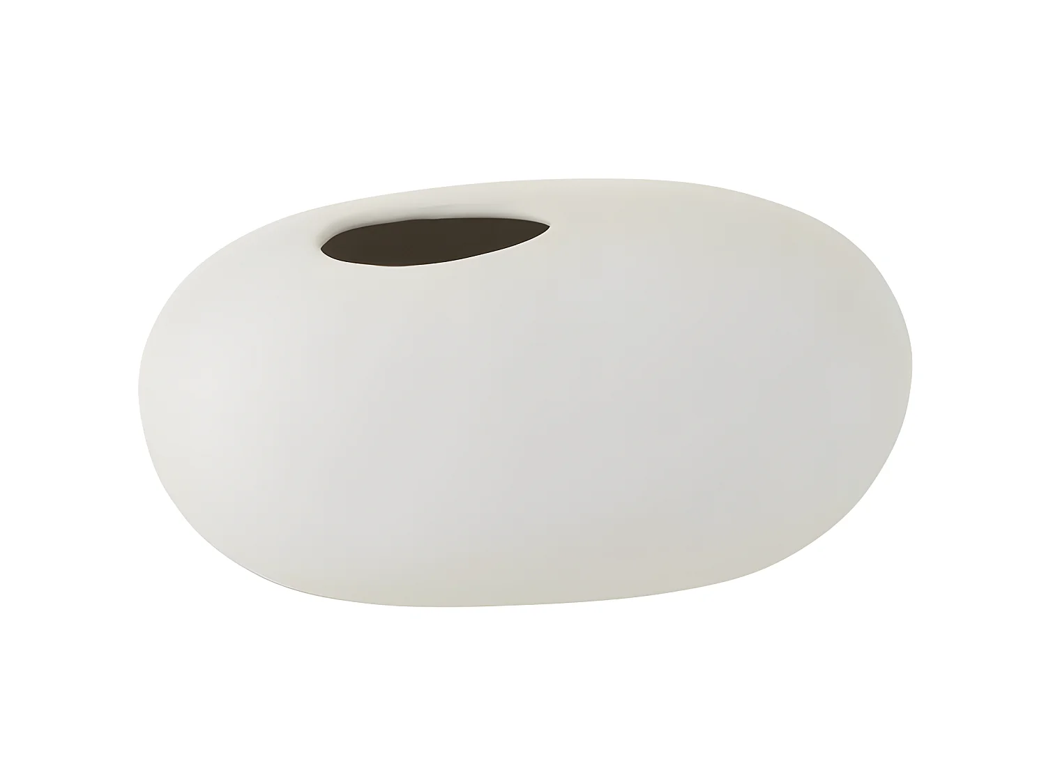 Jarrón ovalado de cerámica blanco mate de 25x15x13cm