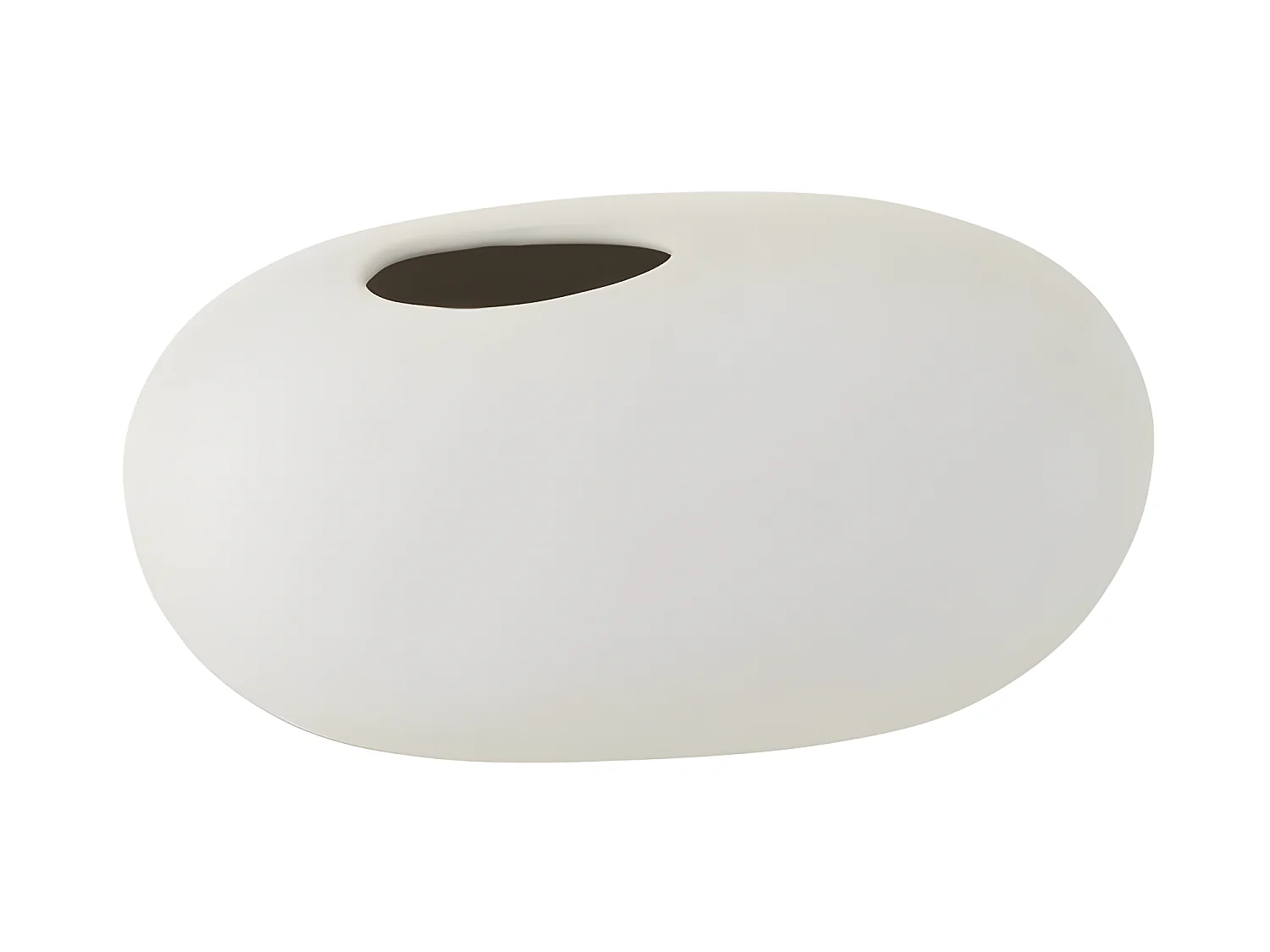 Jarrón ovalado de cerámica blanco mate de 25x15x13cm