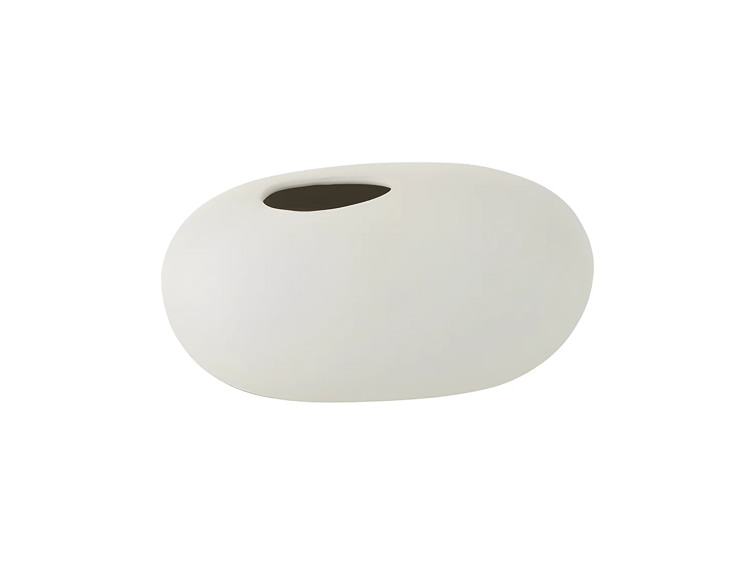 Jarrón ovalado de cerámica blanco mate de 25x15x13cm