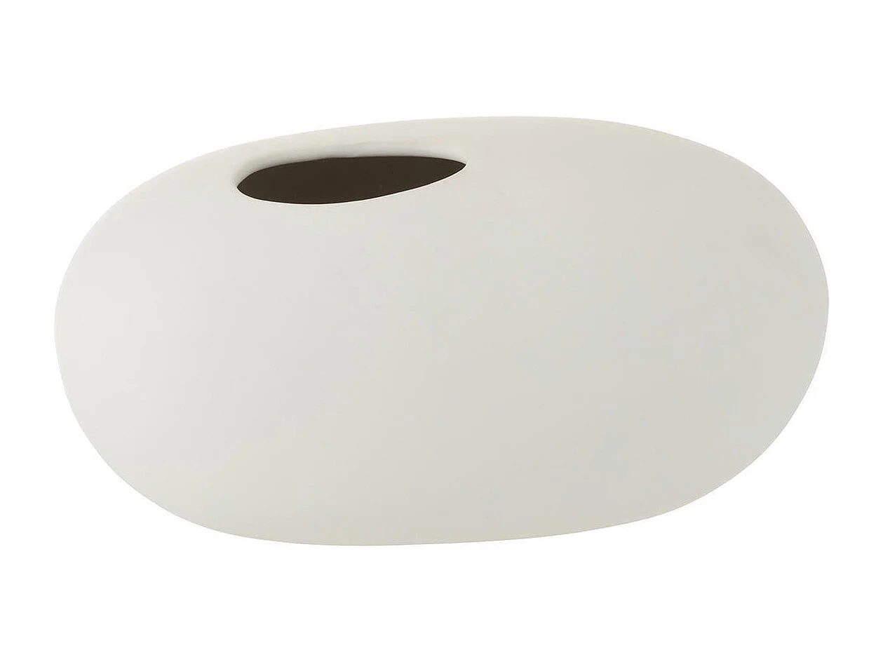Vase Design "Ovale Céramique" 25cm Blanc Mat