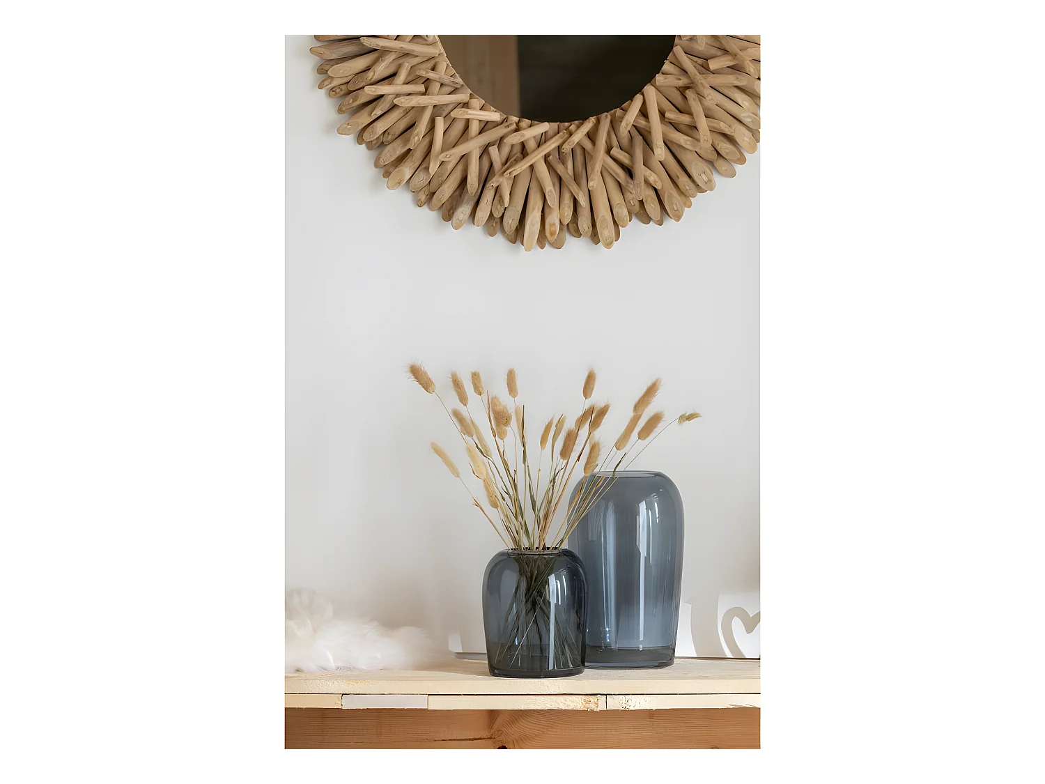 Vase Design en Verre "Œuf" 29cm Gris