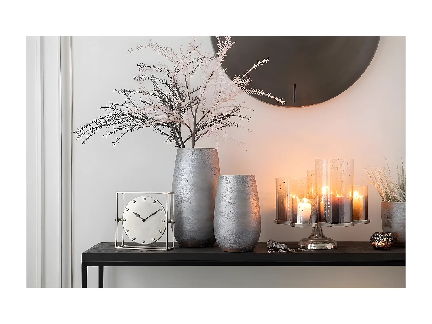 Vase Déco "Irrégulier Rugueux" 31cm Argent