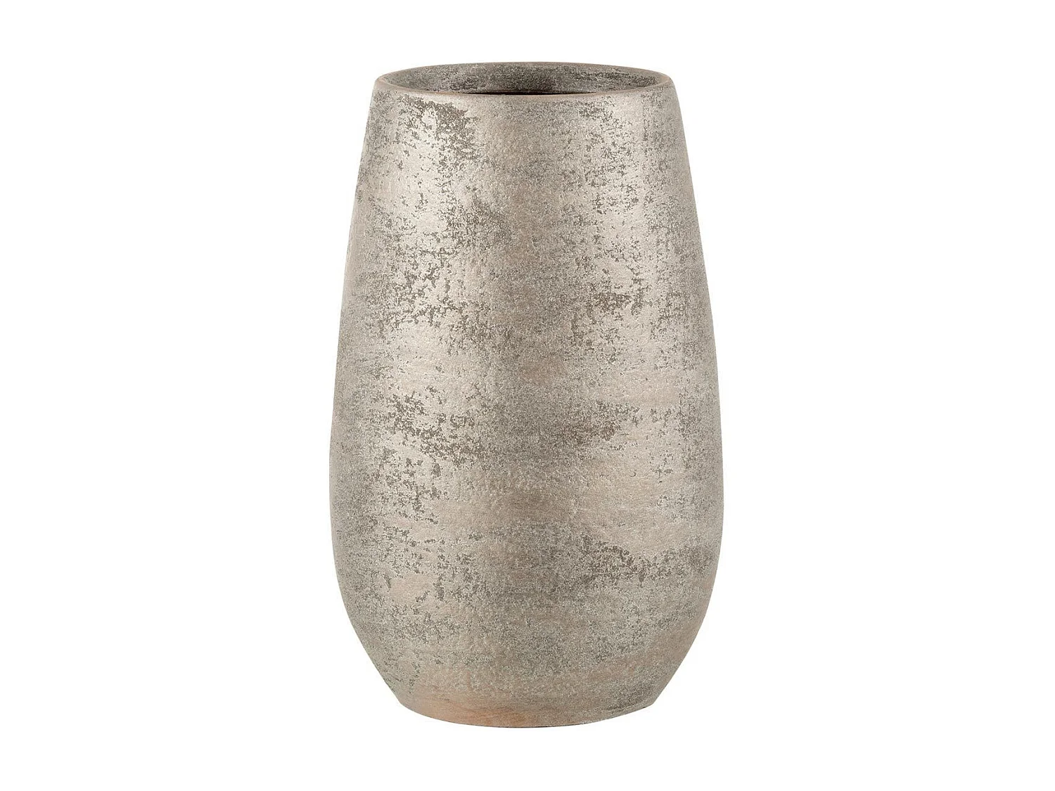 Vaso irregolare ruvido in ceramica argento 16x31 cm
