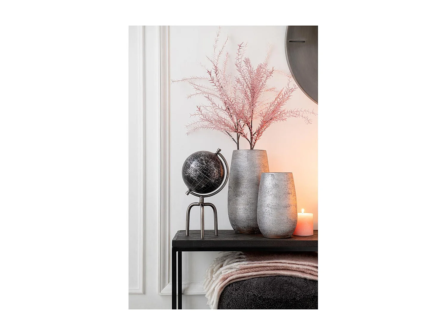 Vaso irregolare ruvido in ceramica argento 16x31 cm