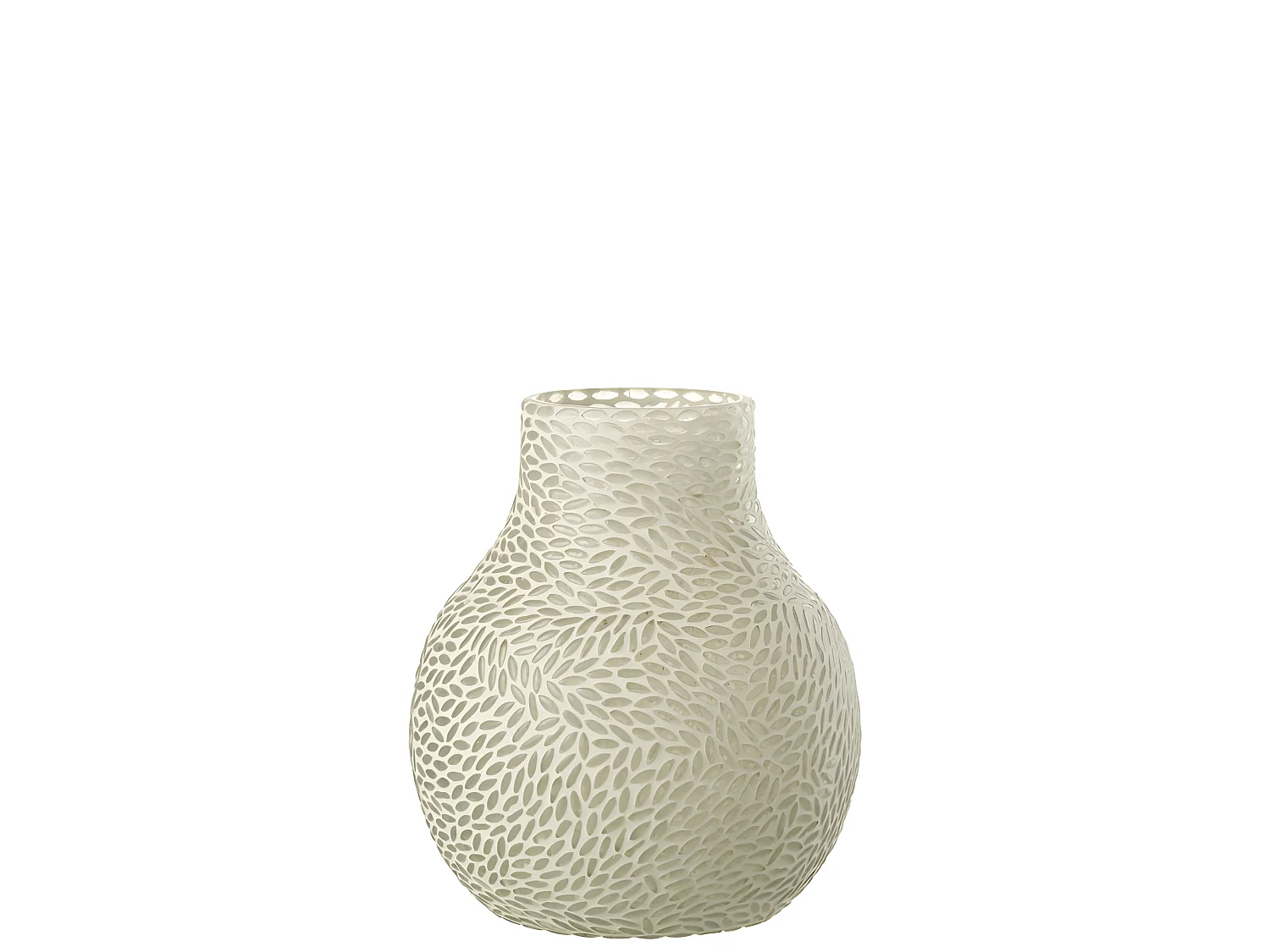 Vaso con mosaici in vetro bianco 17x17x22 cm