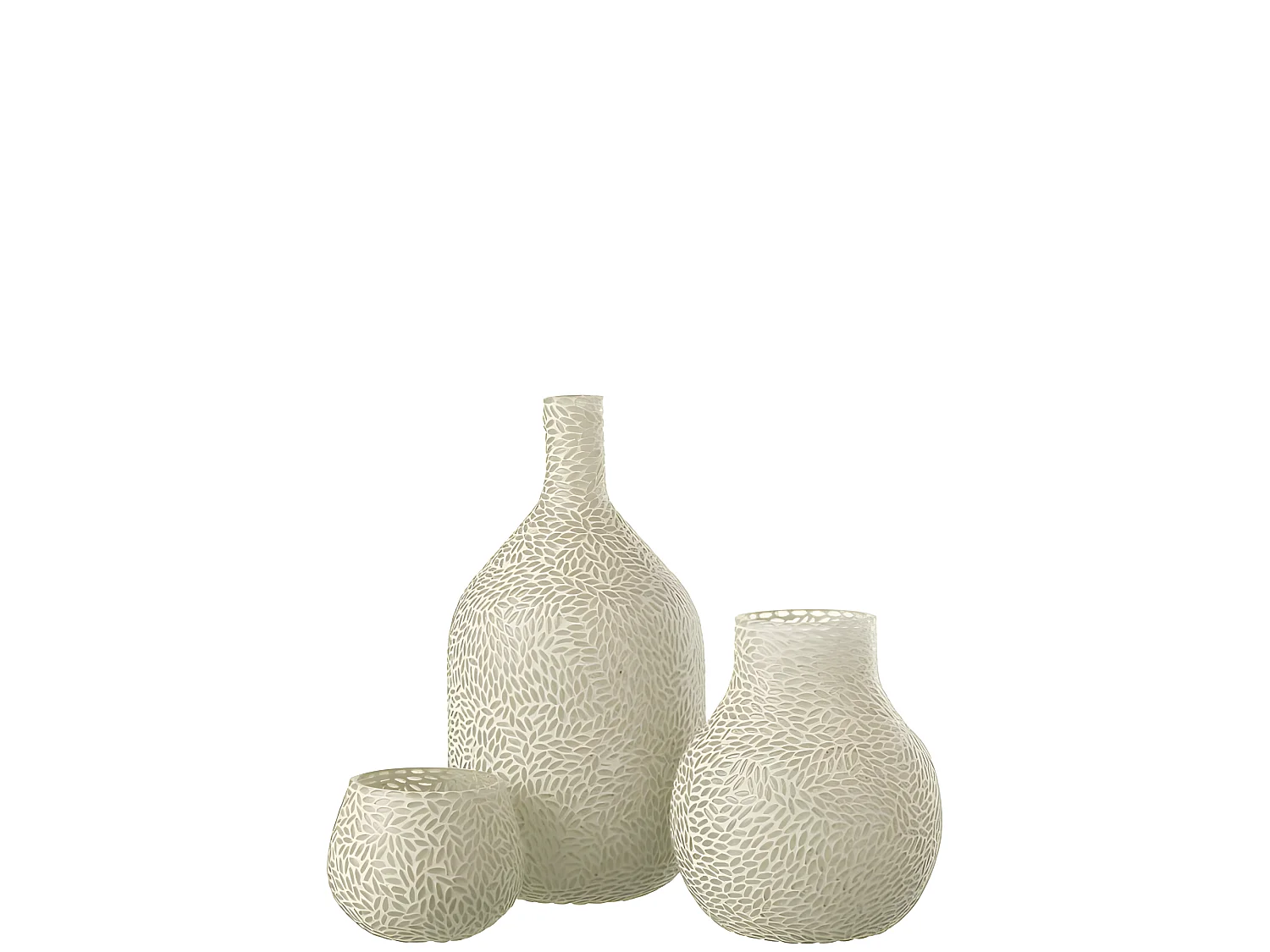 Vaso con mosaici in vetro bianco 17x17x22 cm