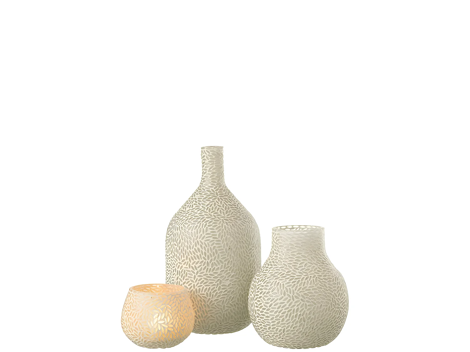 Vaso con mosaici in vetro bianco 17x17x22 cm