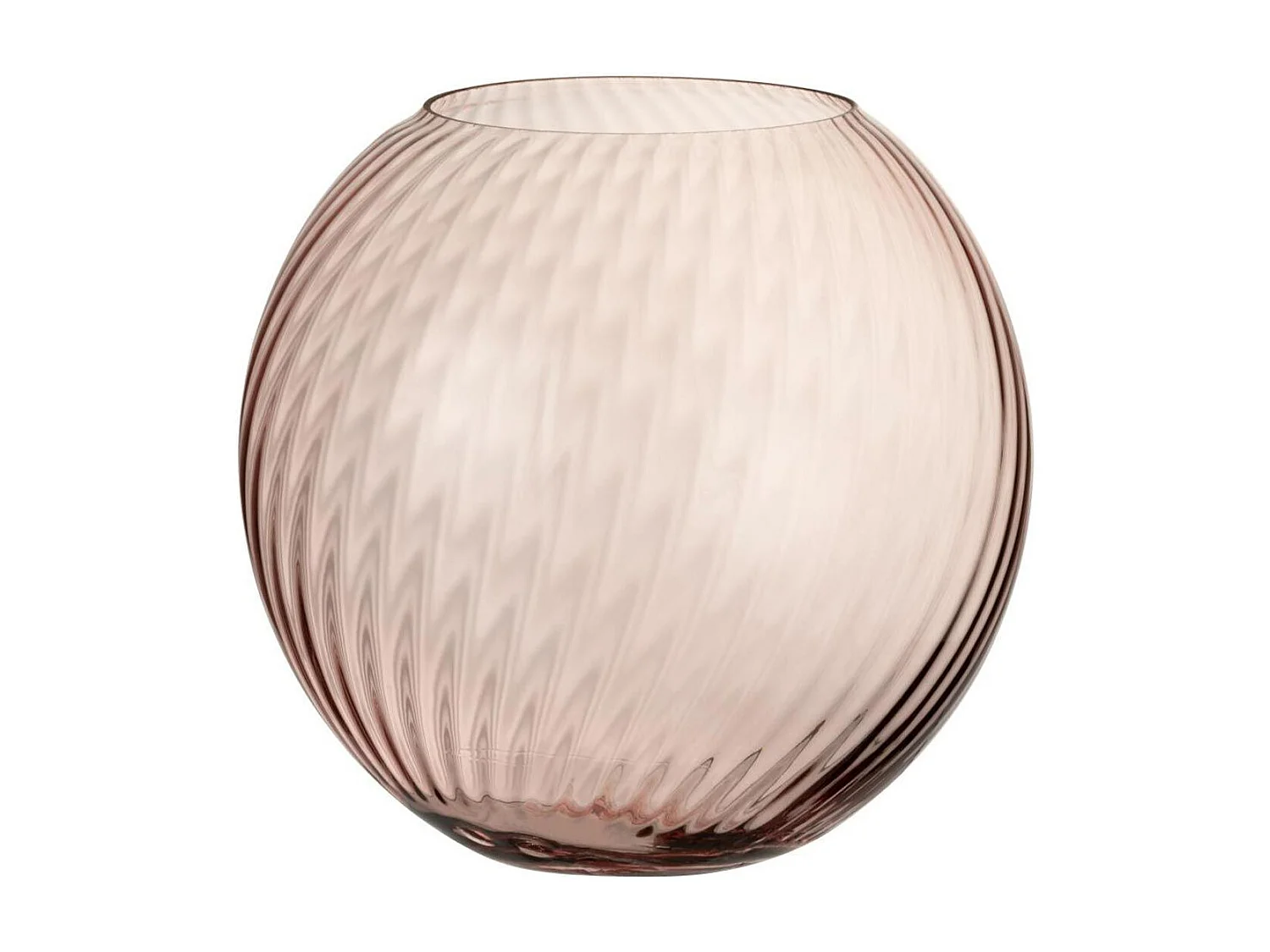 Vase Design en Verre "Canne Rond" 25cm Rose