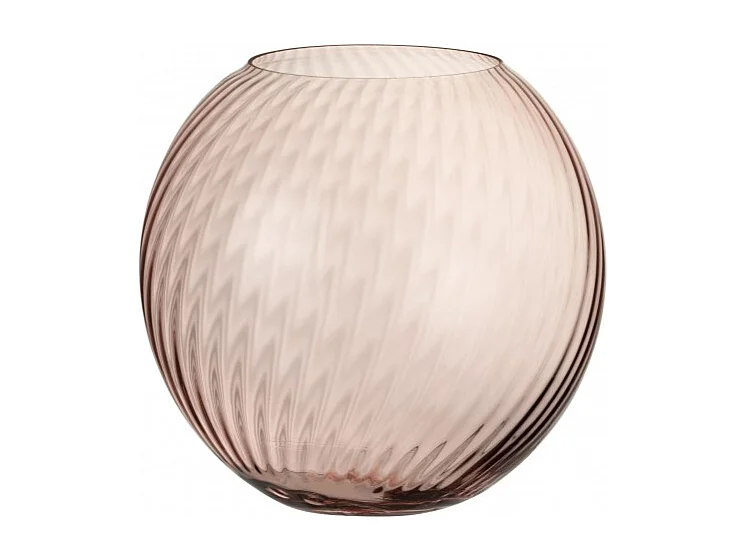 Vase Design en Verre "Canne Rond" 25cm Rose