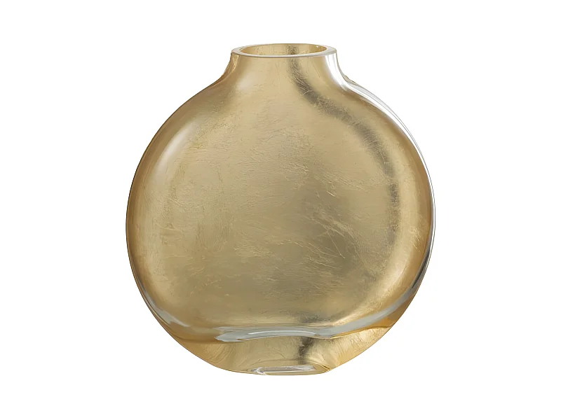 Jarrón de vidrio transparente dorado de 15x4x15cm