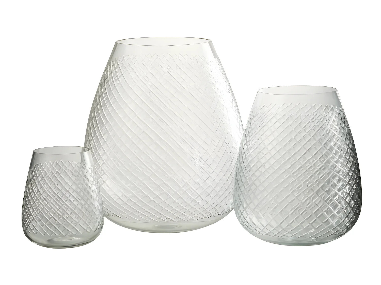 Jarrón de vidrio transparente a cuadros de 26x26x32 cm