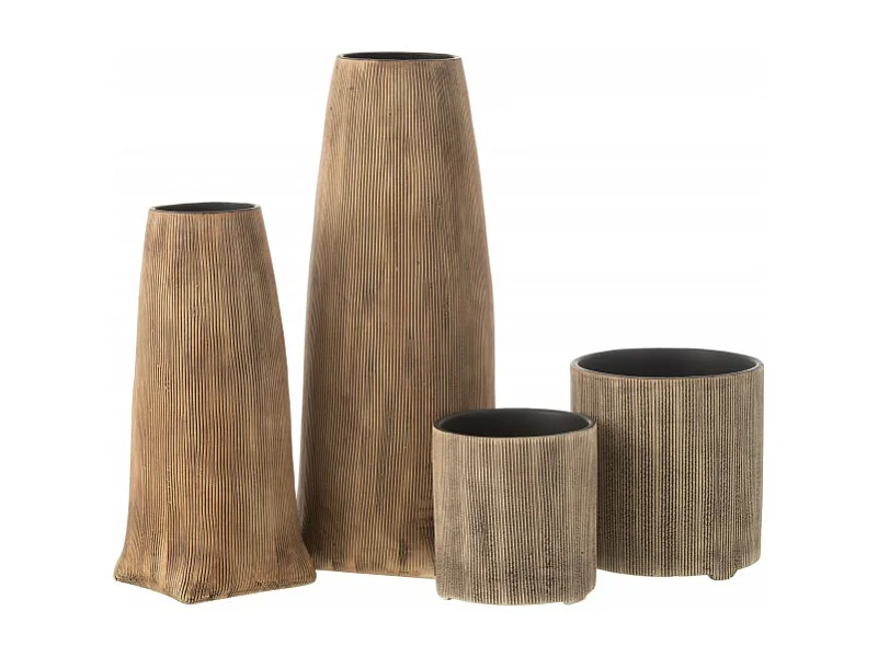 Vaso alto in ceramica marrone 12x12x29 cm