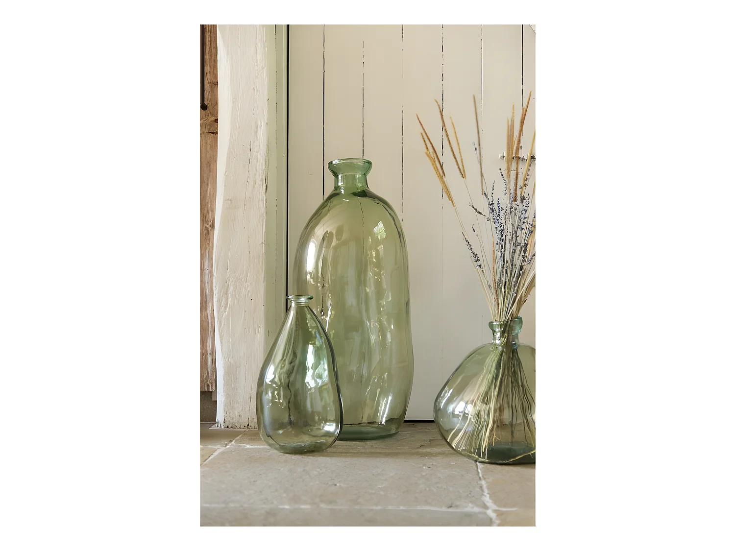 Vase Rond Design en Verre "Laura" 73cm Vert