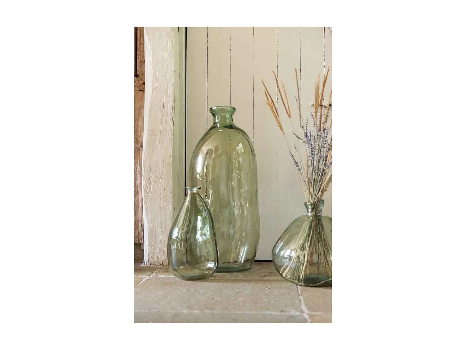 Vase Rond Design en Verre "Laura" 73cm Vert