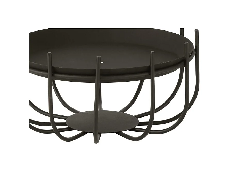 Braciere rotondo basso in metallo nero 41x41x20cm
