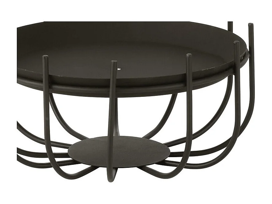 Brasero redondo bajo de metal negro 41x41x20cm