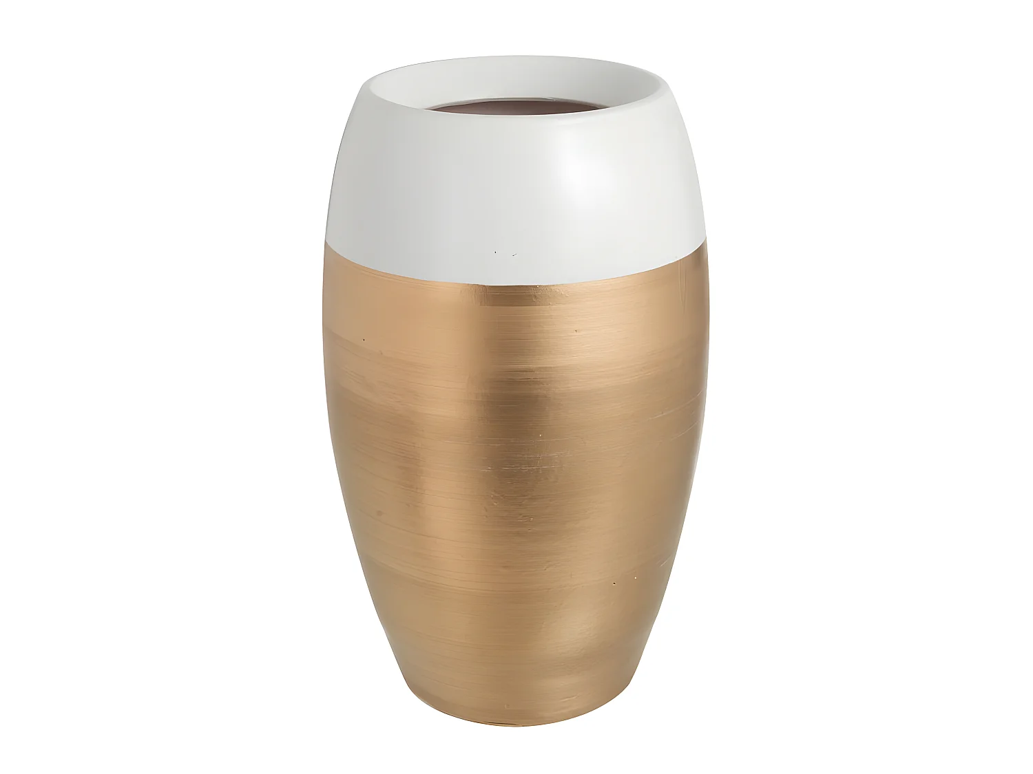 Vase Design "Bord Terre Cuite" 30cm Blanc & Or