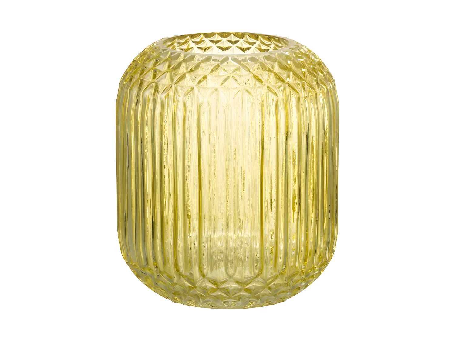 Jarrón de vidrio amarillo recto L14*l14*H17cm