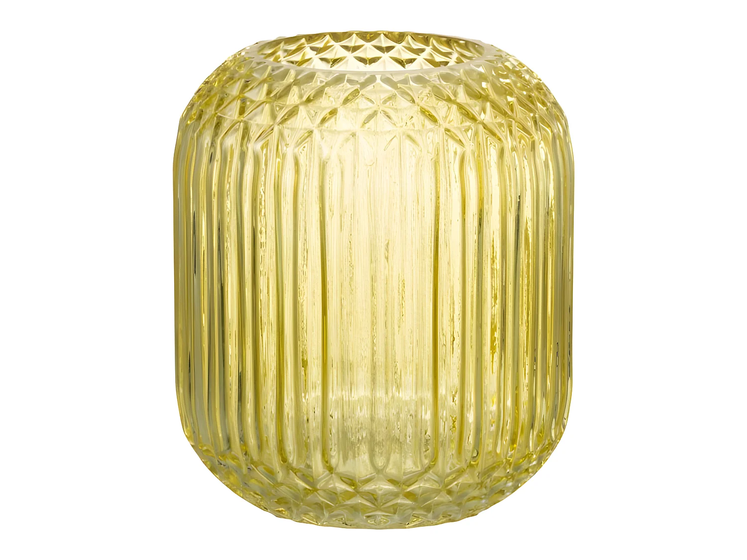 Jarrón de vidrio amarillo recto L14*l14*H17cm