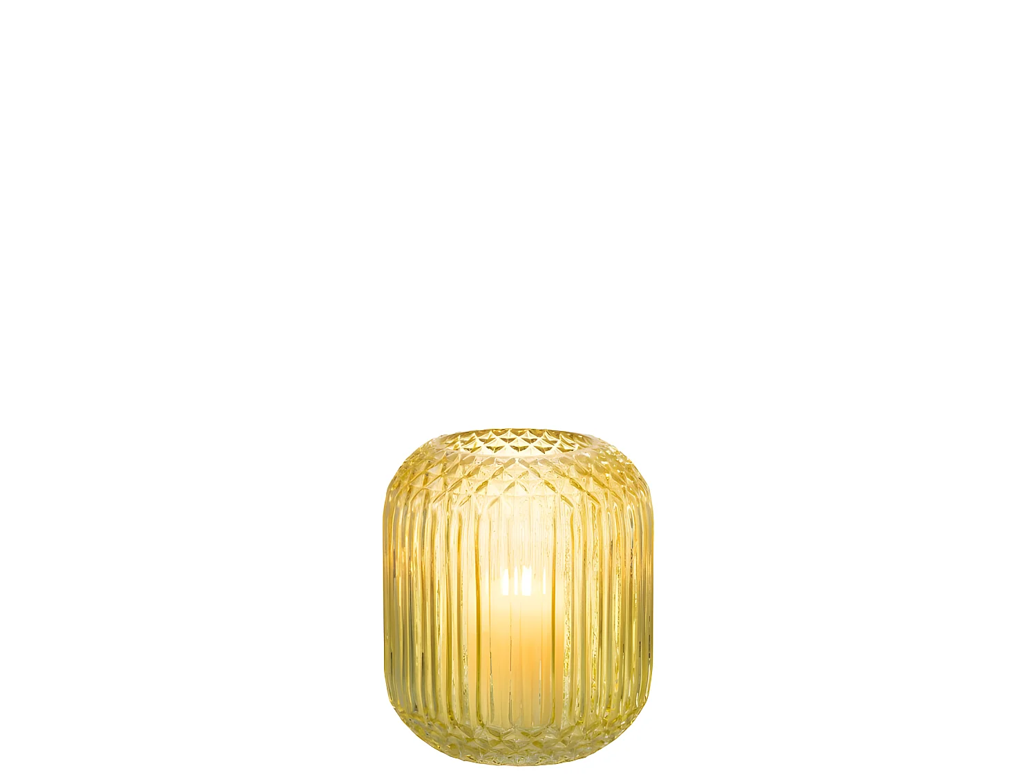 Jarrón de vidrio amarillo recto L14*l14*H17cm