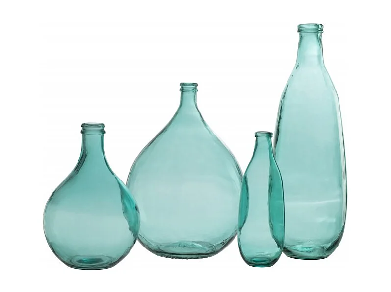Vase Design en Verre "Bouteille" 56cm Bleu Azur