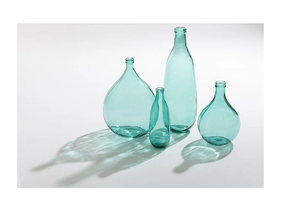 Vase Design en Verre "Bouteille" 56cm Bleu Azur