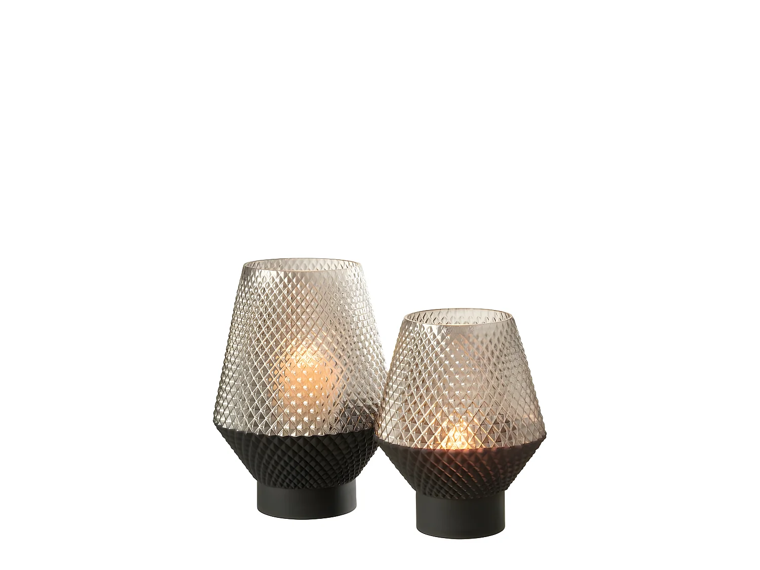 Jarrón con motivos en vidrio gris de 18x26cm