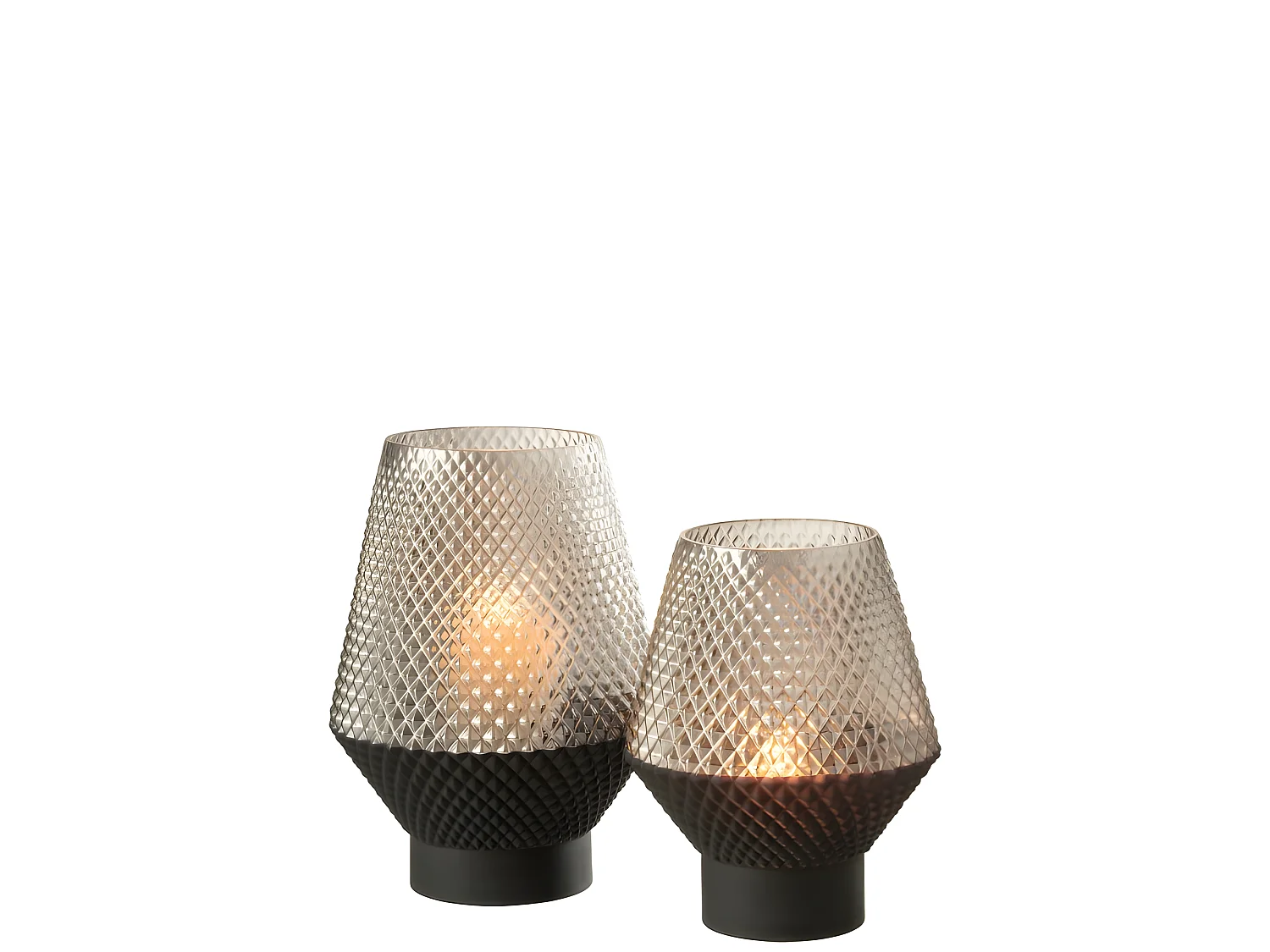 Vaso con motivi in vetro grigio 18x26cm