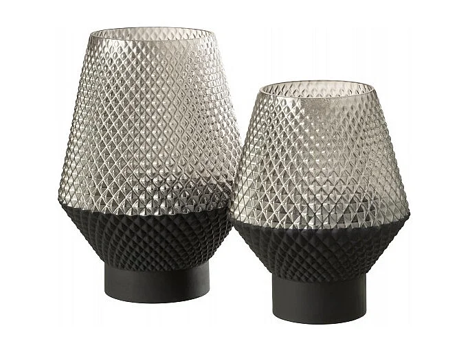 Vaso con motivi in vetro grigio 18x26cm