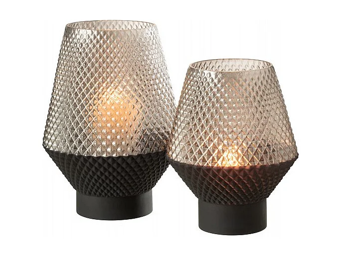 Vaso con motivi in vetro grigio 18x26cm