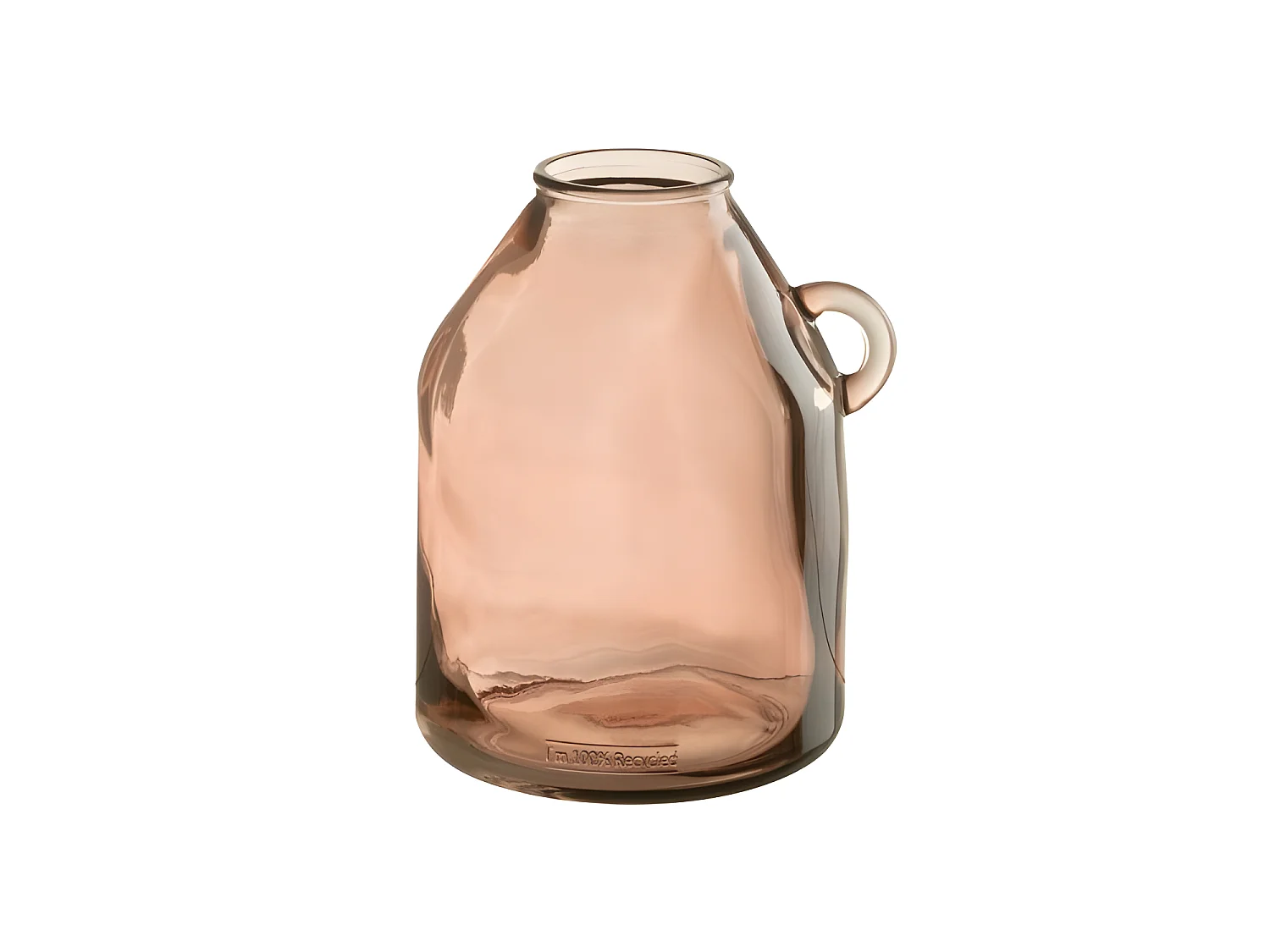 Jarrón con asa de vidrio rosa 20x20x25 cm