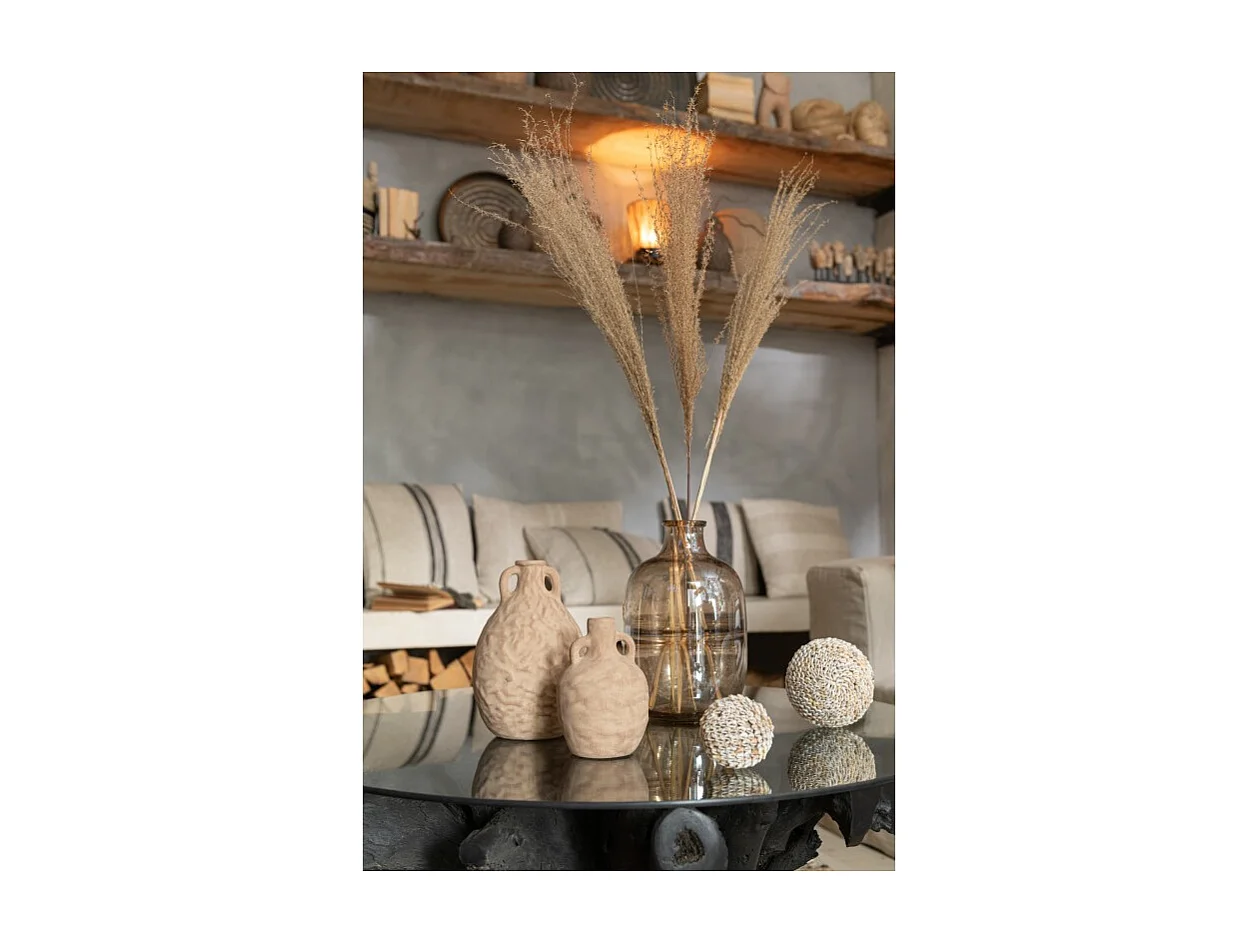 Vase Rond Design "Nervures" 29cm Ambre