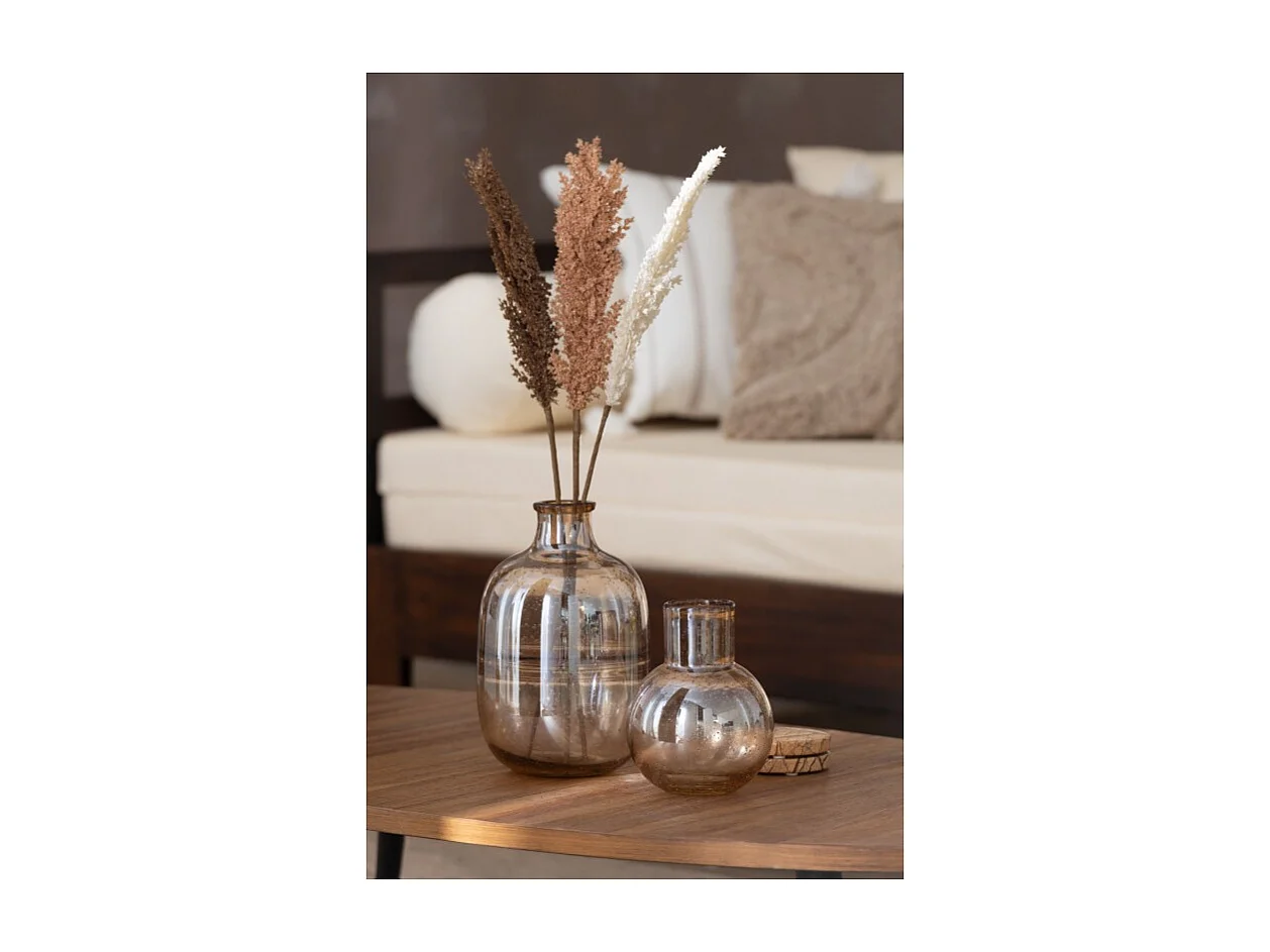 Vase Rond Design "Nervures" 29cm Ambre